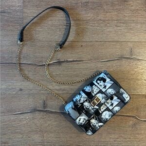 Chic Black and White Print Crossbody Bag